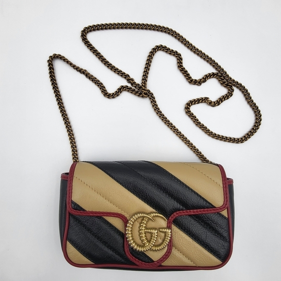 Gucci Handbags - Gucci Tricolor Matelassé Leather Mini GG Marmont Torchon Crossbody Bag Authentic